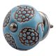 Turquoise Marigold Ceramic Floral Cabinet Knob