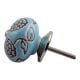 Turquoise Marigold Ceramic Floral Cabinet Knob