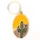 Brass Green Cactus In Spherical Shaped Yellow Pale Pink Key Chain