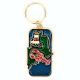 Brass Key Chain With Red Lobster Swimming Near A Lighthouse