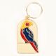Red Macaw In A Cage On Brass Keychain