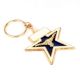 Golden Long Horned Sheep On Blue Star Brass Key Chain