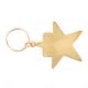 Golden Long Horned Sheep On Blue Star Brass Key Chain