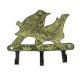 Green Bronze Metal Wall Hooks with Perching Birds