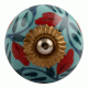 Sea Green Flower Ceramic Dresser Knob