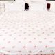 White Cotton Duvet Cover With Pink Floral Hand Embroidery +2 Pillow Covers.
