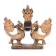 Brass Lamp of Two Peacock Holding Lord Ganesh At Centre