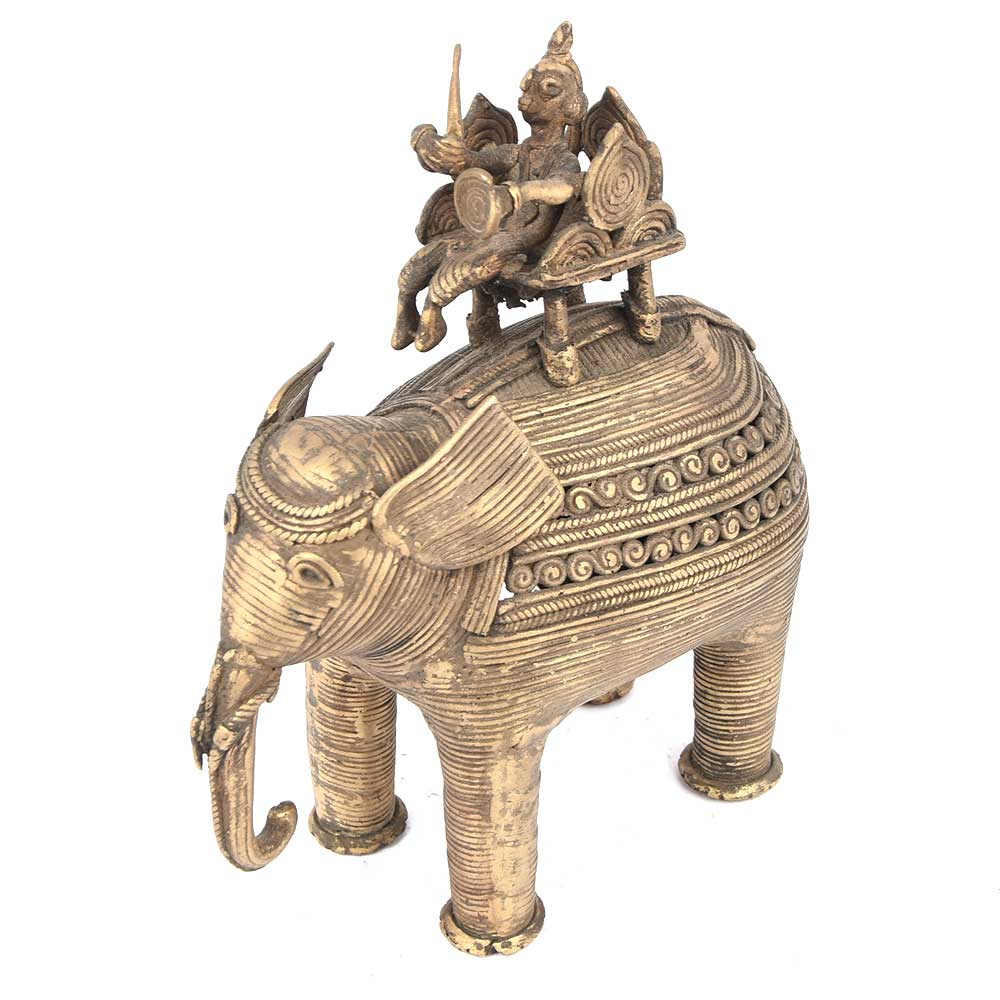 Indian Shelf Vocalforlocal Handmade Antique Brass Dokra Work Camel with Rider Pack of 1 Statue Statement Pieces Decor Gift Items 