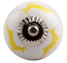 Yellow Running Rein Deer Pattern Ceramic Cabinet Knob