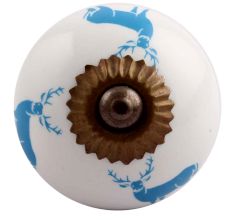 Turquoise Standing Rein Deer Pattern Ceramic Dresser Knob Online