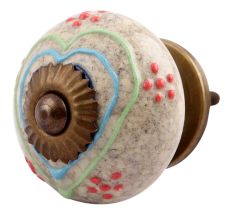 Mixed Color Heart Crackle Ceramic Drawer Knob