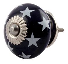 Navy Blue Star Ceramic Cabinet Knob