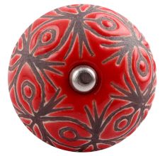 Red Etched Ceramic Floral Dresser Knob Online