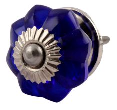 Navy Blue Small  Melon Glass Knob