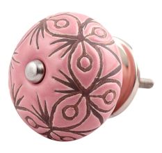 Pink Etched Ceramic Floral Dresser Knob Online