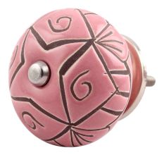 Pink Etched Ceramic Floral Cabinet Knob Online