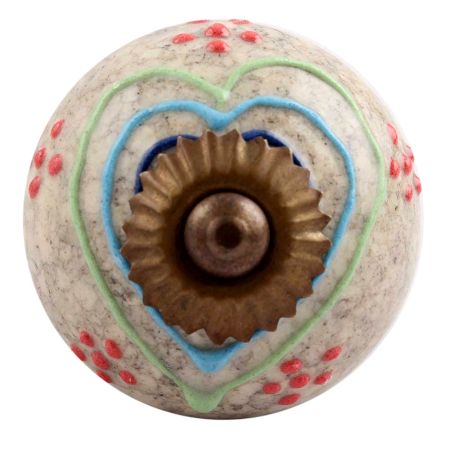 Mixed Color Heart Crackle Ceramic Drawer Knob
