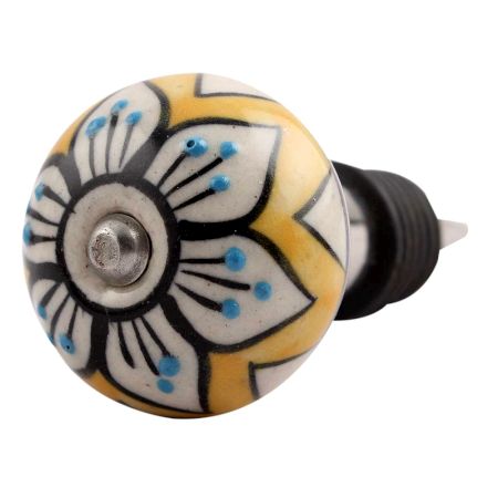 Mustard Flower Ceramic Wine Stopper