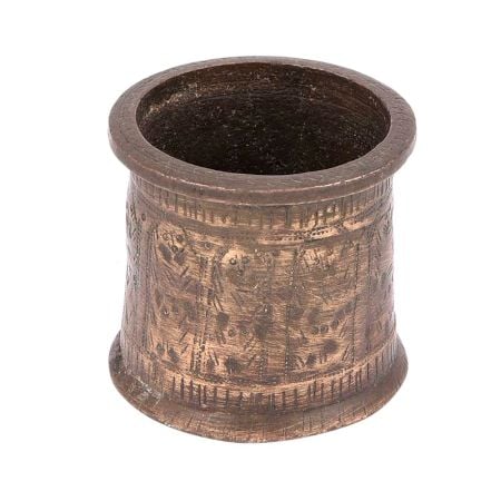 Brass Panchpatra Holy Water Pot with Copper Inlay Work