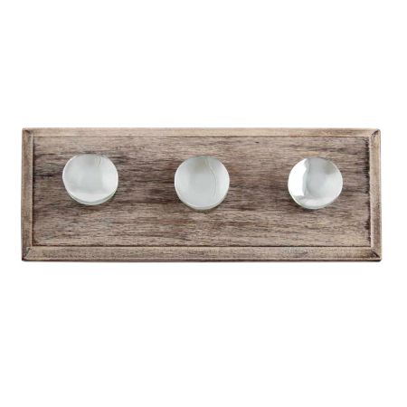 Silver Flat Glass Wooden Hooks