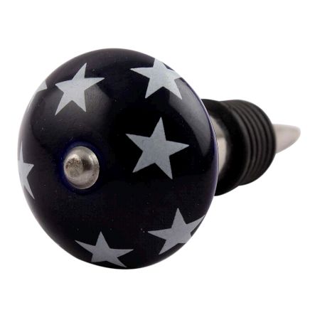 Navy Blue Star Ceramic Wine Stopper