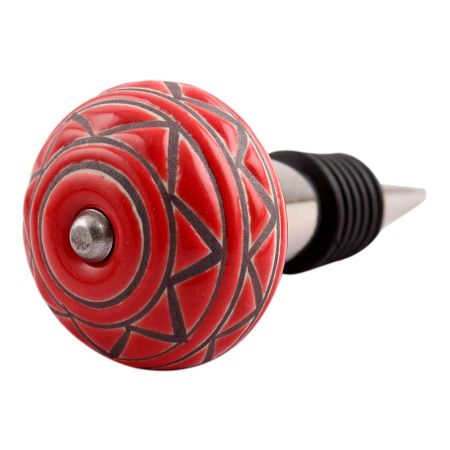 Brown Pattern Etched Ceramic Wine Stopper