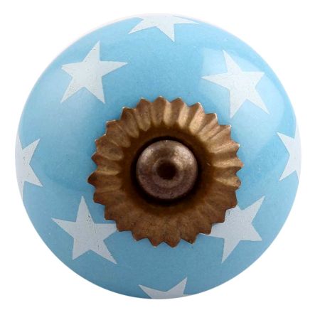 Turquoise Star Ceramic Cabinet Knob