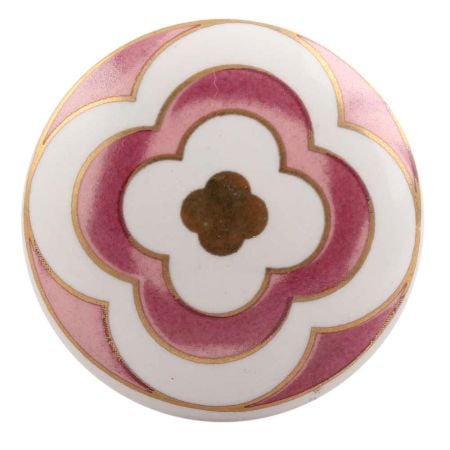 Pink Ceramic Floral Cabinet Knob