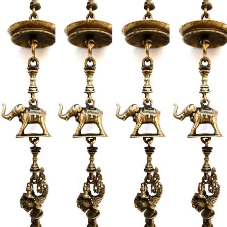 Swing Chain Set with Peacock and Elephants Statue(Set Of 4 Pieces)