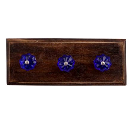 Navy Blue Small Melon Glass Wooden Hooks