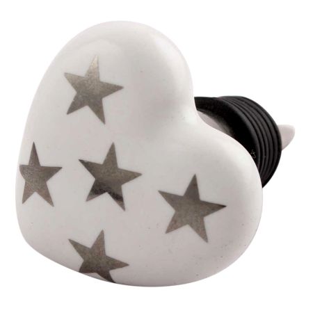 Silver Star Heart Ceramic Wine Stopper