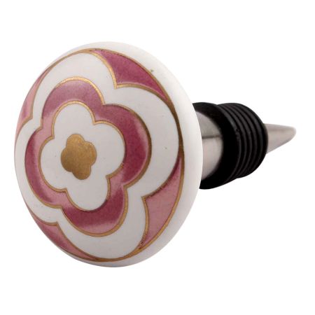 Pink Floral Ceramic Wine Stopper