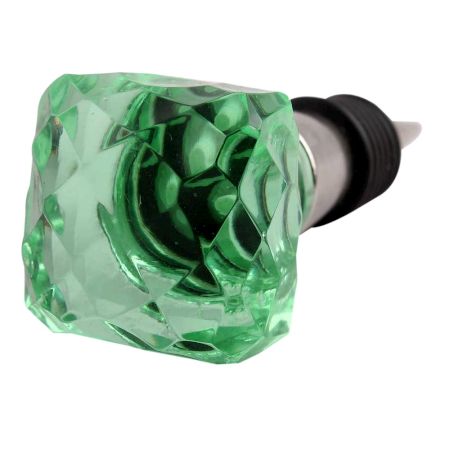 Green Glass Square Cut Wine Stopper