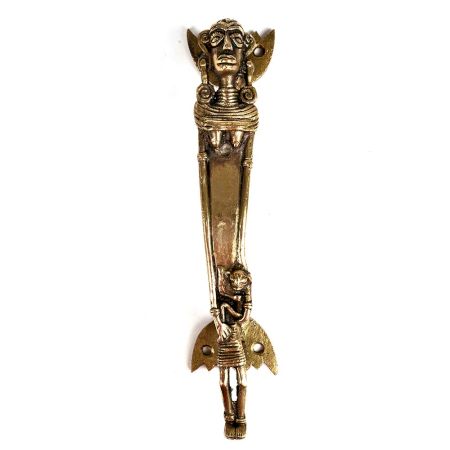 Brass Elongated Tribal Lady with Child  Door Handle