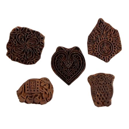Set of 5 Piece New Mix Wooden Printing Block