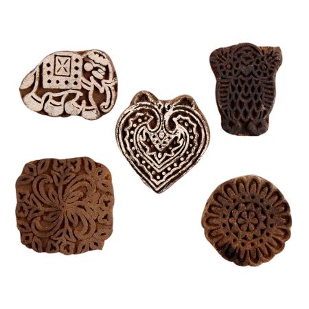 Set of 5 Piece New Mix Wooden Printing Block