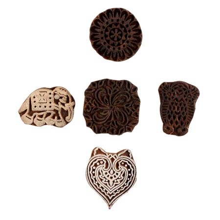 Set of 5 Piece New Mix Wooden Printing Block