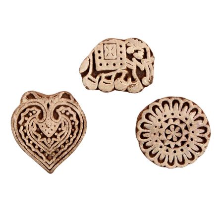 Set of 3 Piece New Mix Wooden Printing Block
