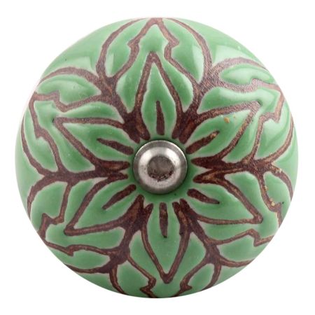 Pea Green Amarylis Etched Ceramic Wine Stopper