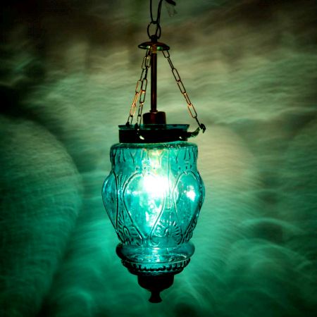 Turquoise Hanging glass light fixture Small Lamp