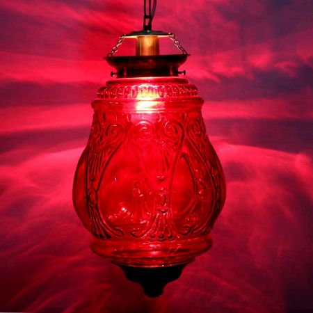 Red Hanging glass light fixture Big Lamp