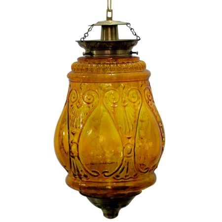 Amber Hanging glass light fixture Big Lamp