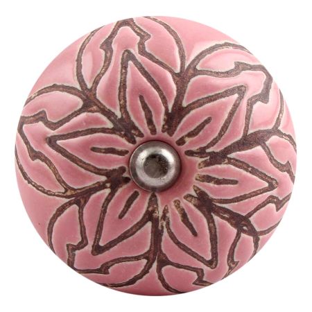Pink Amarylis Floral Etched Ceramic Wine Stopper