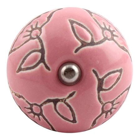 Pink Calla Lily Brown Etched Ceramic Wine Stopper