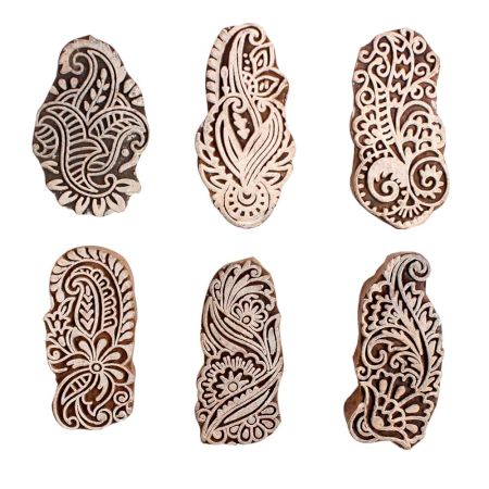 Set of 6 Piece New Mix Wooden Printing Block
