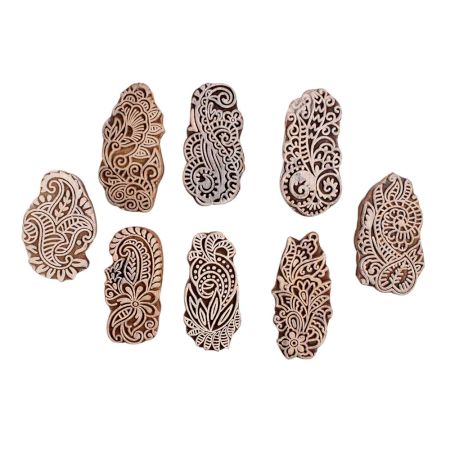 Set of 8 Piece New Mix Wooden Printing Block