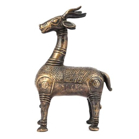 Brass Handcrafted Tribal Art Deer Statue
