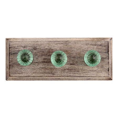 Mint Green Glass Wooden Hooks