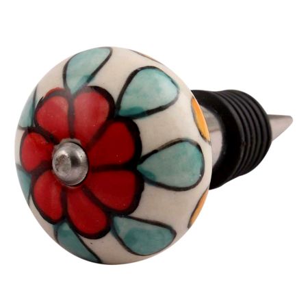 Red Flower Ceramic Wine Stopper