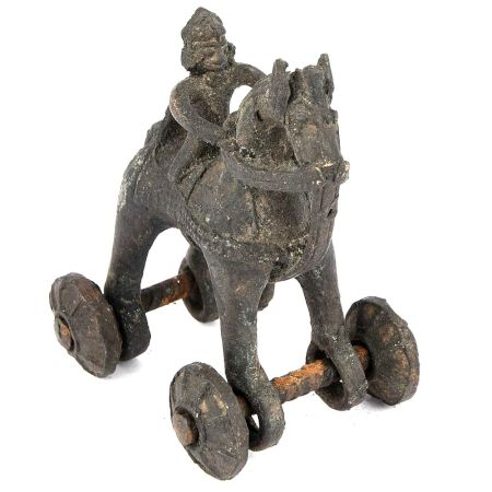 Indian Cast Bronze Temple Mounted Toy Horse